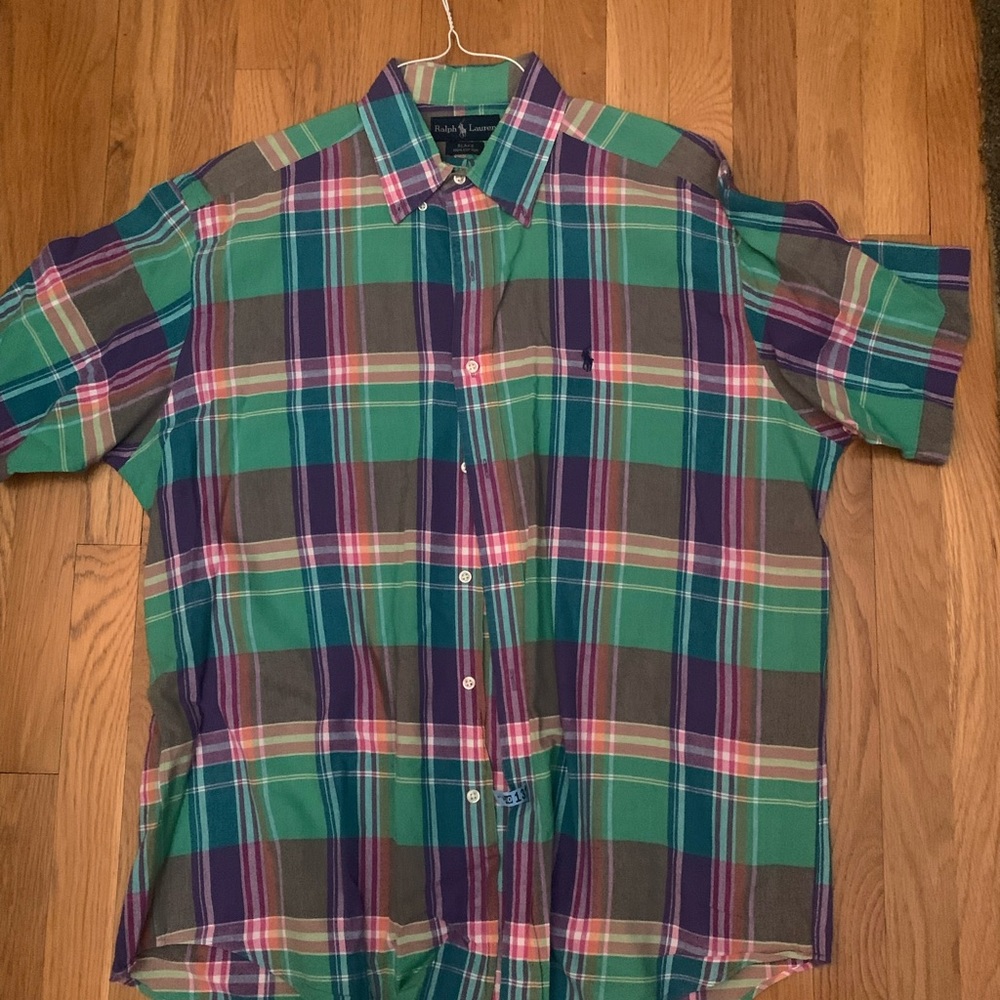 Polo Ralph Lauren Men's Large Classic-Fit Oxford Shirt -  Plaid - Preowned